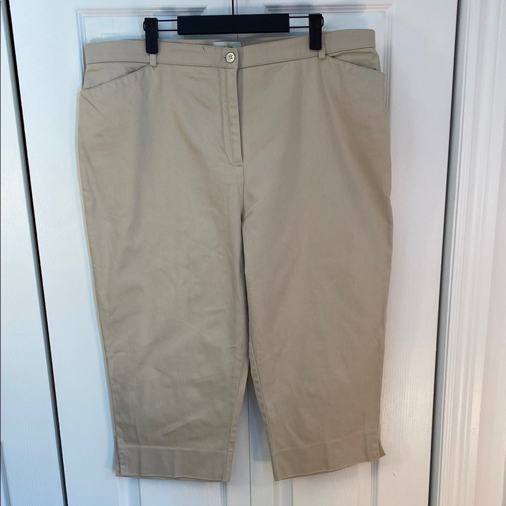 2 for $25 - Laura Capris, Tan Cropped Pants, Cotton, 18 Plus